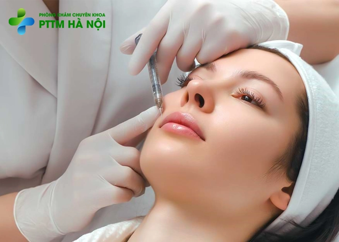 Khách hàng nằm tiêm collagen